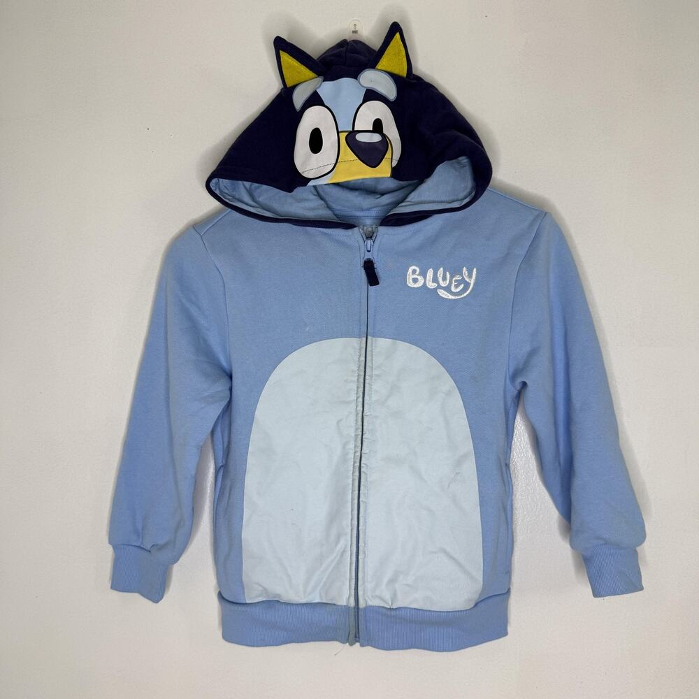 Bluey Jacket Boys Small Blue Hooded Full Zip Character Ears Costume Hoodie